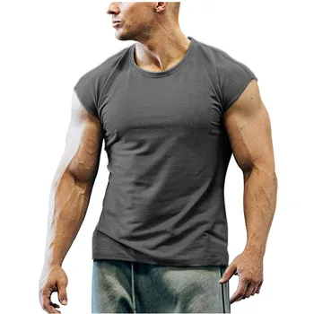 Academia de ginástica Camiseta de Verão T-shirt sem Mangas Homens Roupas 2021 Popular Sportswear Execução Muscular Tê Macho Tops 4XL