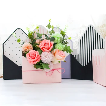 1PCS Envelope Flor Caixas Buquê Caixa de Presente segura a Mão Dobrável Bouquet Floral Caixa de Papel Romântico Flor Suporte de Papel para Decoração
