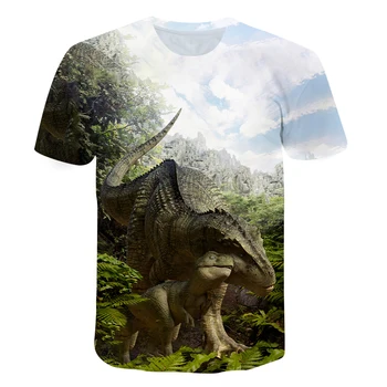 2021 Verão T-Shirt【Jurassic Mundo】Caído Reino de Moda Dinosaur 3D Print T-Shirt de Meninos Meninas do hip hop Tees Crianças Roupas de Cor