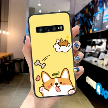 Cartoon Bonito Cão Corgi Caso de Telefone Para Samsung Galaxy Note 8 9 10 Mais de 20 E Lite Uitra preto Funda Moda Coque 3D Ise Tpu
