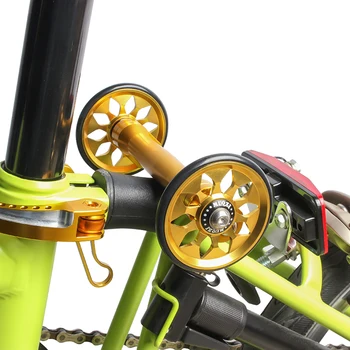 MUQZI Para Brompton Bicicleta Dobrável de Fácil Roda de Carga Traseira Rack Ultraleve da Liga de Alumínio de 64mm Easywheel 6 Cores