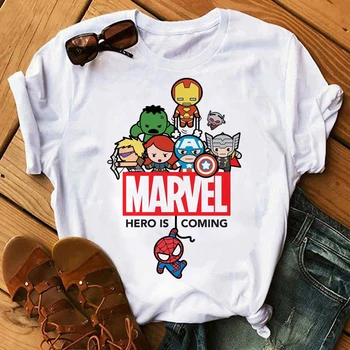 Marvel Super Hero Vingadores T-Shirt dos Homens Kawaii dos desenhos animados de Disney Camisa do Homem Aranha Homem de Ferro Gráfica Tees Harajuku Unisex T-shirt Masculina