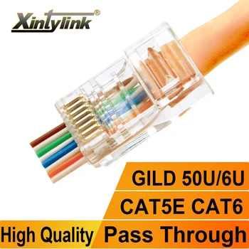 Xintylink conector rj45 cat5e e cat6 50U/6U ethernet conector do cabo utp 8P8C termina cat 6 de rede lan jack cat5 internet de alta qualidade