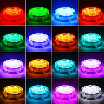 2021 10 LED Controle Remoto Mergulho Luz Impermeável RGB Submersível Luz Subaquática Lâmpada da Noite da Festa de Jardim Decoração Vaso Tigela