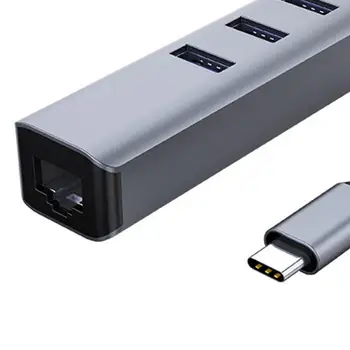 Adaptador de 3 Portas de Acessórios de Computador USB 3.0 Tipo C HUB para Rj45 Gigabit Ethernet Adaptador para Computador MacBook material de escritório