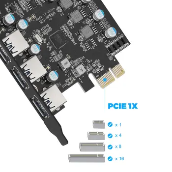 ULS 7Ports USB3.0 PCI-e da Placa de Expansão (3)Tipo A (2)Tipo C com Interno do USB 3.0 20P Connector para Mac Pro Fresco Fl1100