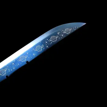 Mão de Forjados de Aço de Manganês Full Tang, de Facão Pronto para a Batalha de Espada Samurai Real Afiada 44 Polegadas Katana Espada com Azul Saya