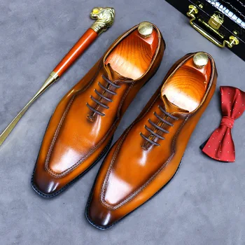 2021 Novos Negócios Casuais Sapatos De Couro Homens Versão Coreana Tendência De Ferramentas Sapatos Britânico Trabalho Couro Mens Sapatos Lace-Up Oxfords