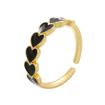 ZHUKOU Moda da cor do Ouro do Coração para mulheres Anéis do coração do Esmalte anéis para as mulheres a moda ajustável anel de abertura de atacado VJ158