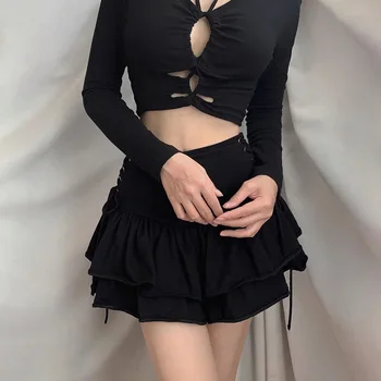 Japonês Harajuku Girls Sweet Lace Xadrez Cintura Alta Saia Plissada Gothic Bonito Lolita Bolo De Mini Saias Goth Escuro Saia Sexy Saia