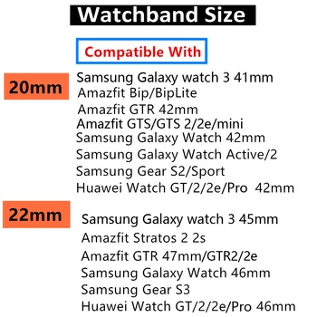 20mm/22mm banda para Samsung Galaxy watch 3/46mm/42mm/Ativo 2/Engrenagem s3 Fronteira do bracelete do silicone da Huawei assistir GT/2/2E/Pro correia