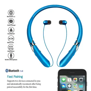 2021 Nova Suor Estéreo Decote Fone De Ouvido Sem Fio Bluetooth 5.0 Retrátil Fones De Ouvido Fones De Ouvido De Boa Qualidade