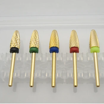Fácil de Unhas 1pcs Revestida de Ouro Segurança Fresa de metal duro da Arte do Prego Broca Elétrica Para Manicure, Máquina de Acessórios de Ferramentas