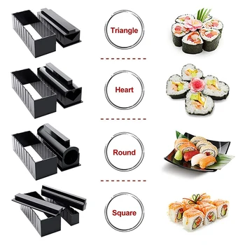 Multifuncional Sushi Maker Moldes De 10 Peças De Sushi Japonês, Tornando Kit Cozinha De Arroz De Sushi De Moldes De Ferramentas