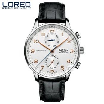 LOREO Homens Relógio de Quartzo de Esportes Impermeável Semana de Calendário Mostrador Branco de Moda Casual Simples de Quartzo Homens do Relógio Genuíno de Homens 6110