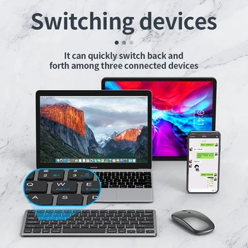 Bluetooth + de 2,4 GHz modo de Três Teclado sem Fio e Mouse Combo Recarregável Teclado Mouse Definido para Mac, iPad Windows PC Android