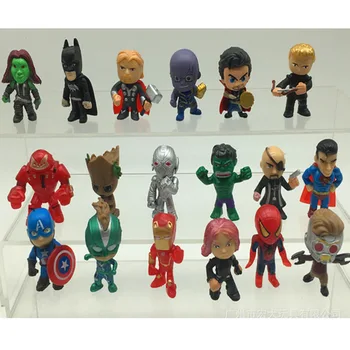 18pcs/set Marvel Vingador PVC Figuras de Ação dos desenhos animados do homem-Aranha Ironman Capitão América Modelo de Brinquedos do Batman, Hulk, Thor Figura Brinquedos