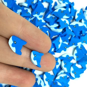 50g Bonito Tubarão Azul Fatias de Argila do Polímero Granulado para Artesanato DIY Nail Arts de Decoração, Acessórios de Lodo de Materiais de Enchimento