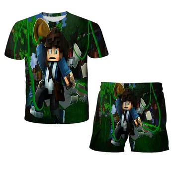 Meninos do mundo dos desenhos animados rua roupas T-shirt de impressão 3D de mangas curtas para crianças com blusas de manga curta Meu Mundo de vestuário