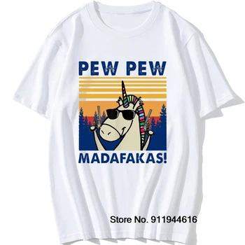 Pew Pew Madafakas Serirs Camisetas Divertidas 18 Desgin Pew Pew Gráfico Gato Gangster TShirt Bonito Algodão Solto O'Neck Harajuku Tops Tee