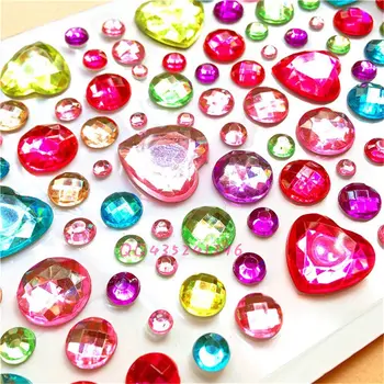 1 Folha de Glitter Coração de Estilo Jóia de Cristal de Diamante Adesivo DIY 3D Adesivos de Strass Cristal Etiqueta Auto-Adesiva