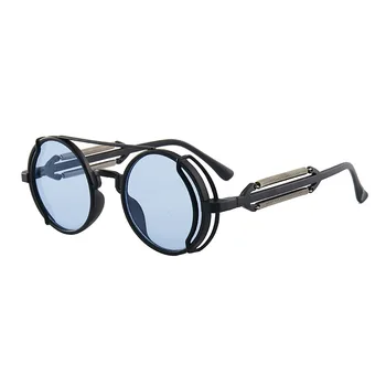 Clássico Gótico Steampunk Óculos de sol de Marca de Luxo Designer de Alta Qualidade, Homens e Mulheres, Retro Rodada Pc Armação Óculos de sol