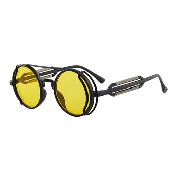 Clássico Gótico Steampunk Óculos de sol de Marca de Luxo Designer de Alta Qualidade, Homens e Mulheres, Retro Rodada Pc Armação Óculos de sol