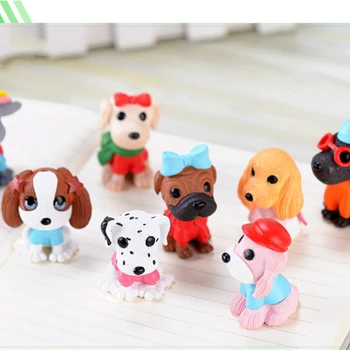 8PCS Resina Cão Ornamento da Família Micro Paisagem Decoração de Mini Cachorro Artesanato DIY Miniaturas, Estatuetas, a Decoração Home