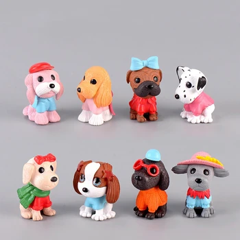 8PCS Resina Cão Ornamento da Família Micro Paisagem Decoração de Mini Cachorro Artesanato DIY Miniaturas, Estatuetas, a Decoração Home
