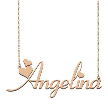 Delicado Angelina Nome de Colar Personalizado Placa de identificação de Charme para as Mulheres, Meninas Melhores Amigos de Aniversário de Casamento de Natal da Mãe Dias de Presente