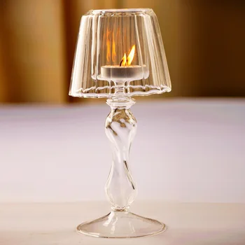 Nórdico Europeu-estilo Transparente de Vidro da Lâmpada de Mesa Forma de Suporte de Vela de Vidro Casamento, Casa, Decoração Criativa