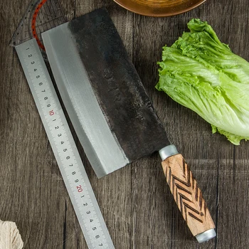 Manual de forjamento Faca de Cozinha Chinesa Chef de Carne Cutelo Faca de Açougueiro Cortador de Vegetais Artesanato Tradicional Faca de Cozinha