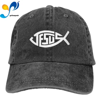 Moda Boné de Beisebol de Impressão 3D Jesus Cristã Fishs Logotipo Chapéus Homens Mulheres Algodão Exterior Simples Viseira Casual Pac