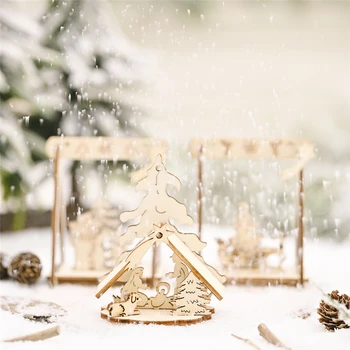 2021 Ano Novo, Papai Noel Boneco de neve de Natal de Madeira DIY Artesanato, Enfeites para a Casa de Natal Decorações do Partido Crianças de Presente de Natal Natal
