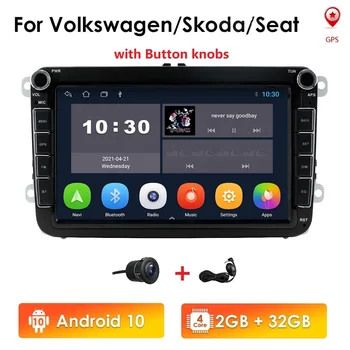 2Din 2G 32G Android De 10 de auto-Rádio de Navegação GPS Para VW Volkswagen Polo Golf Passat Tiguan b7 b6 Leon Skoda Octavia Assento wi-FI SWC