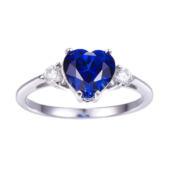 S925 anel de Safira Jóias Amor Anéis 2.25 Ct Genuíno Prata 925 Esterlina, Anel Coração Jóia do tipo Clássico Qualidade AAA