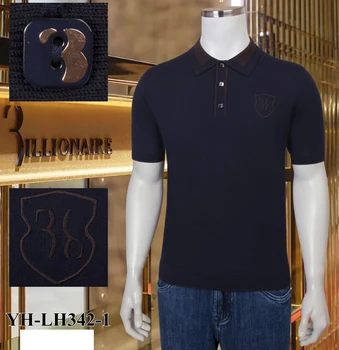 O bilionário camisa de Polo de homens de seda 2021 verão Casuais novo fina e Respirável elasticidade botão grande M-4XL camisa de manga Curta