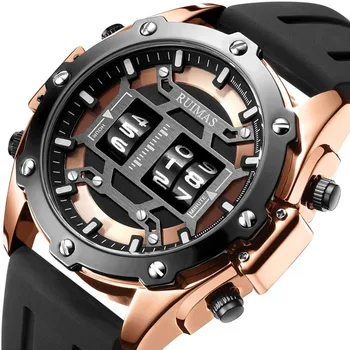 RUIMAS Rolo de Tambor Relógios de Homens de melhor Marca de Luxo de Quartzo Digital relógio de Pulso Masculino Relógio Masculino 2019 Militar de Novo Relógio de Homem 553