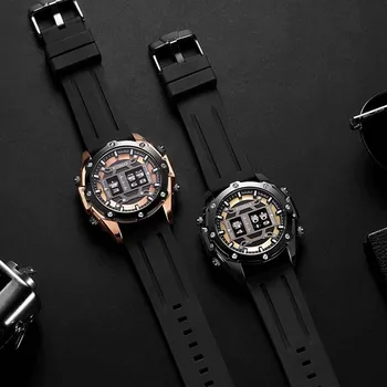RUIMAS Rolo de Tambor Relógios de Homens de melhor Marca de Luxo de Quartzo Digital relógio de Pulso Masculino Relógio Masculino 2019 Militar de Novo Relógio de Homem 553