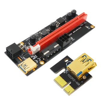 Novo PCI E pcie Riser 009 Express 1X 4x 8x 16x Extensor de PCI E USB Riser 009S GPU Dual 6Pin Placa de Adaptador SATA de 15 pinos para BTC Mineração