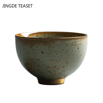 2pcs/set Retro Forno alterar Xícara (chá) de cerâmica feito a mão Tigela de Chá Chinês de Chá Cerâmica conjunto de Acessórios Pessoais Único Copo Copos