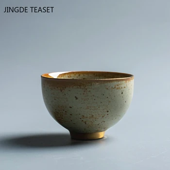 2pcs/set Retro Forno alterar Xícara (chá) de cerâmica feito a mão Tigela de Chá Chinês de Chá Cerâmica conjunto de Acessórios Pessoais Único Copo Copos