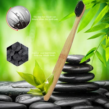 1PC Escova de dentes Natural Puro Bambu Cerdas Macias de Proteção Ambiental de Viagem Acampamento artigos de casa de Banho Ferramentas