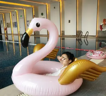 Rooxin cor-de-Rosa Flamingo Anel de Natação para Adultos, Piscina Flutuante Anel de Borracha de Partido de Praia Brinquedos de Nadar Círculo de Mulheres Adereços Foto