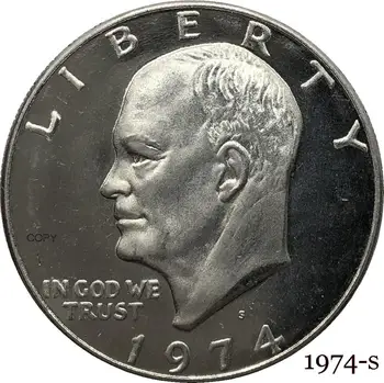 Estados unidos da América 1974 S Liberdade Em Deus Nós confiamos NOS 1 Dólar Presidente Eisenhower, Cuproníquel Prata Banhado a Cópia de Moeda