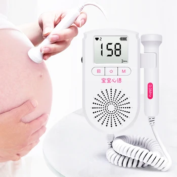 3.0 MHz Doppler Fetal Display LCD Baby Som de Pulsação Monitor de ultra-som do Feto frequência Cardíaca Detector de Grávidas, Nenhuma Radiação