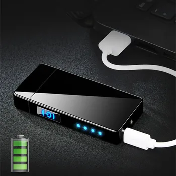 Duplo Arco USB Arco Elétrico mais leve do LED de indicação de Bateria Isqueiro Homens do Presente