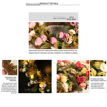 Dia dos namorados Porta de Rose Coroa de Flor Decorativa Garland Artificial Rose Bud Videira Círculo de Casamento de Primavera, Decoração para a Casa