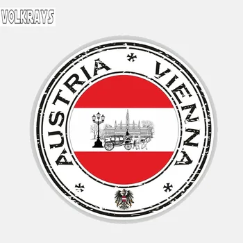 Volkrays Personalidade Adesivo de Carro Áustria Viena Bandeira Acessórios Reflexiva Capa Impermeável Riscos de Vinil Decalque,11cm*11cm
