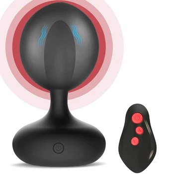 Inflável Vibrador Anal Seguro Homens de Próstata Massageador com controle Remoto Thump Vibração Butt Plug Anal Expansor de Brinquedo do Sexo para a Mulher do Casal